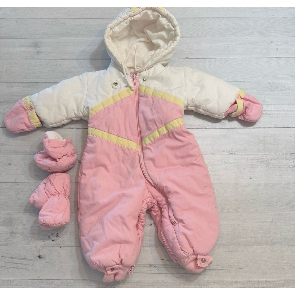 Piccolino vintage girls light pink infant bunting snowsuit 0-12 months